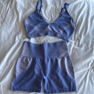 Gymshark Blue Sports Bra and Shorts Set